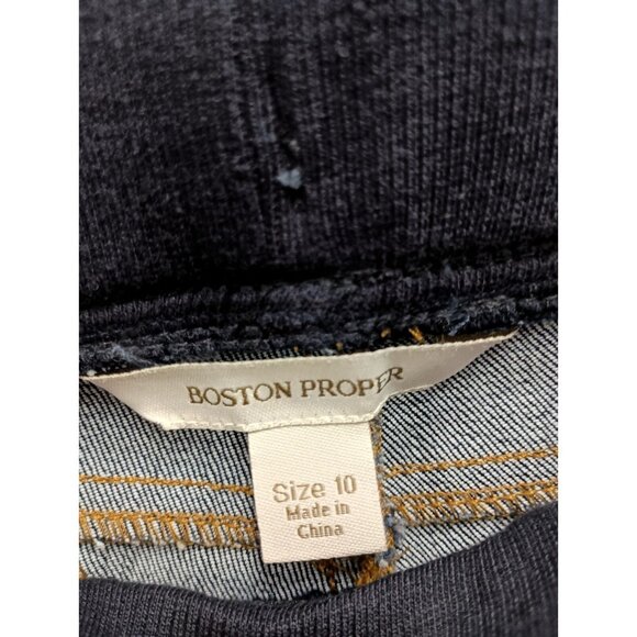 Boston Proper Womens Skinny Jeans Size 10 Dark Blue Denim Pull On Mid Rise - Picture 4 of 8
